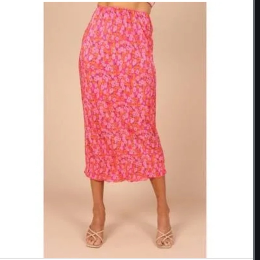 Petal & Pup Pink Pleated Midi Skirt Casual Resort Wear